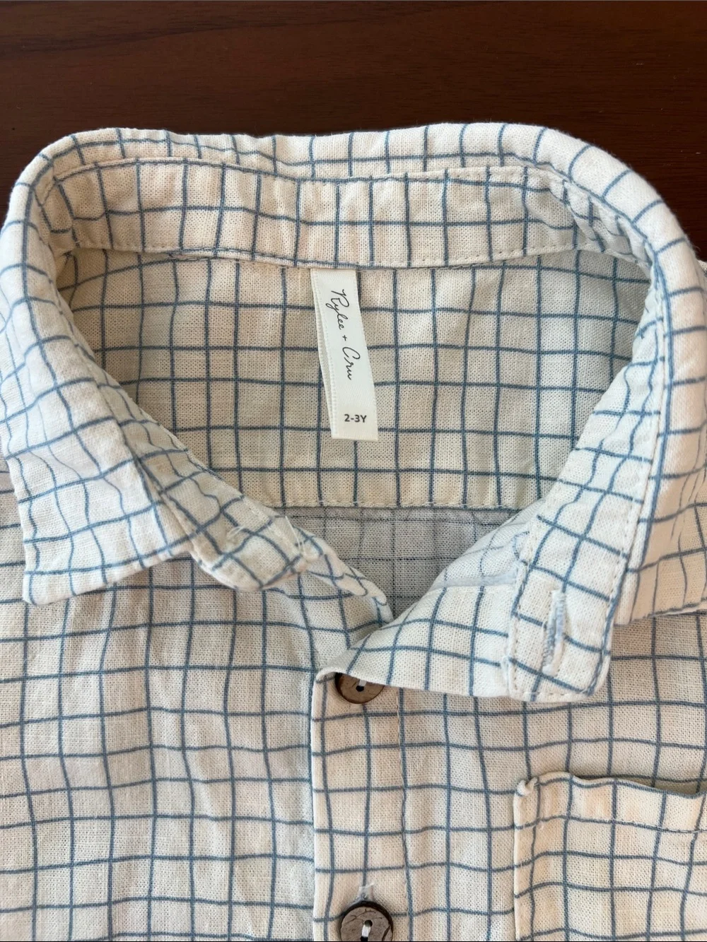 Rylee + Crew Short-Sleeve Button-Front Shirt in Light Blue Windowpane, 2-3 years